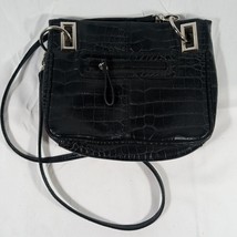 Bueno Womens Black Reptile Faux Leather Shoulder Strap Purse Handbag Tote Silver - £11.95 GBP