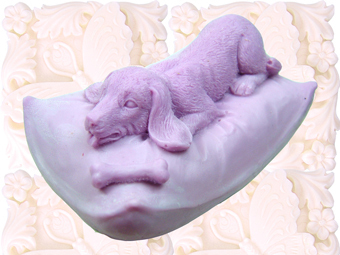 Dog resting on Pillow - silicone Soap Guest Mold - $23.00