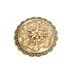 Vintage Scarf Clip Light Weight textured Filigree Round West Germany Noveau - £7.62 GBP