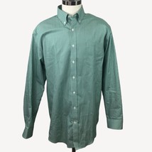 Land&#39;s End Mens Button Down Shirt Long Sleeve Green White Checker Office Size XL - £39.33 GBP