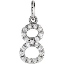 14K White Gold .08 CTW Natural Diamond Numeral 8 Charm - £236.86 GBP