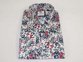 Men's Shirt By CASILA Turkey Cotton Blend Long Sleeves 501660-03 White Floral image 4