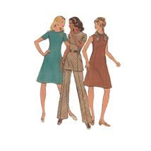 Misses Easy 70s Dress or Tunic &amp; Flared Pants Plus Size Butterick 6582 Uncut Vin - £4.69 GBP