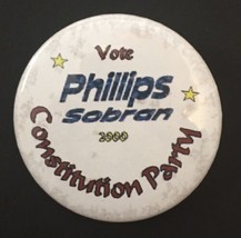 Constitution Party Phillips Sobran 2000 jugate 2.25” Campaign pinback bu... - £7.46 GBP