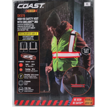 Coast Yellow High Visibility Reflective Traffic Safety Vest Rechargeable - £9.64 GBP