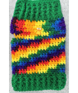 X-Small Dog Sweater Rainbow Variegated Green Crochet Handmade - $29.69