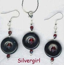 Blackstone Donuts Czech Garnet Glass Necklace Earrings - $18.99