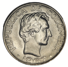Colombia 20 Centavos, 1967 Gem Unc~1st Year Ever~Free Shipping #A177 - £4.36 GBP
