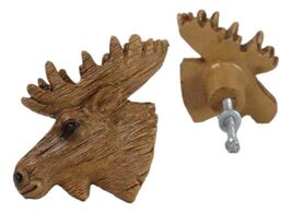 Set Of 4 Western Rustic Forest Elk Moose Faux Wooden Cabinet Door Pull K... - $29.99