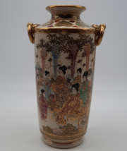 Gorgeous Satsuma Vase with Geisha in Boat and Garden - Shimazu Crest - M... - $365.00