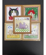 Vintage 1982 Lillian Vernon Purple Cat + 4 Tile Trivets – Wall Decor Lot... - €27,03 EUR