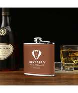 Personalized Best Man Flask – 6oz Brown Leather Wrapped Stainless Steel ... - $435.80 MXN