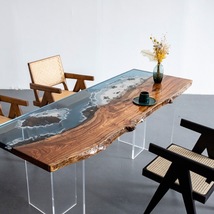 Epoxy Resin Tea Table Large Board Table Study Dining Table Boss Office Table - £549.76 GBP+