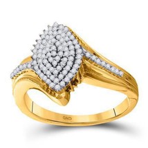 10kt Yellow Gold Womens Round Diamond Oval Cluster Ring 1/3 Cttw - £361.46 GBP