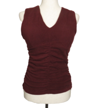 OGL Soft Stretchy Ruched V Neck Sleeveless Brami Bra Top In Ruby Size Large - £20.11 GBP