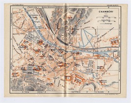 1926 Original Vintage City Map Of Chambery / RHONE-ALPES / France - $26.01