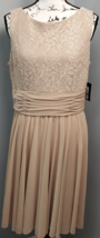 Jessica Howard Evening Fit &amp; Flare Dress Women Size 14 Tan Empire Waist Back Zip - $41.72