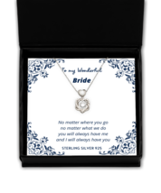 To my Bride, No matter where you go - Heart Knot Silver Necklace. Model 64036  - £31.94 GBP