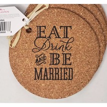 Kate Aspen Eat Drink and Be Married Cork Drink Cork Coasters Set of 4 New - £3.92 GBP