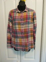 J. CREW The Boy Shirt Style 42054 Plaid Multicolor Pastels 2 Long Sleeves VGUC - £19.94 GBP