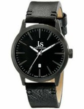 NEW Joshua &amp; Sons JS86BK Mens Swiss Watch Genuine Black Leather Strap Date - £23.61 GBP