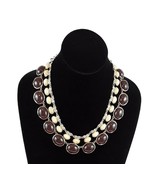 ANN TAYLOR Multi Strand Rhinestone Lucite Gold Tone Bib Necklace Signed EUC - $280.44 MXN