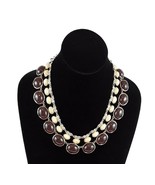 ANN TAYLOR Multi Strand Rhinestone Lucite Gold Tone Bib Necklace Signed EUC - £10.60 GBP