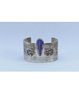 Navajo Overlaid Heartline Bear Cuff Sterling Silver Bracelet 114g Lapis ... - $650.00