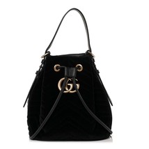 Gucci Velvet Matelasse GG Marmont Bucket Bag Black - £1,970.47 GBP