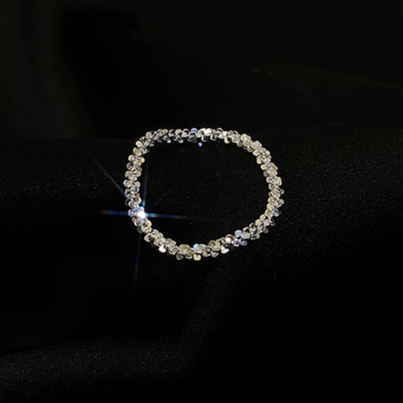 New Trend Gorgeous Silver Color Sparkling Ring Simple Style Versatile Decorative - £13.70 GBP