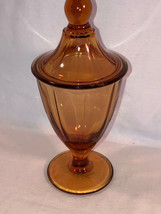 Amber Depression Glass Candy Jar With Lid Mint - £27.97 GBP