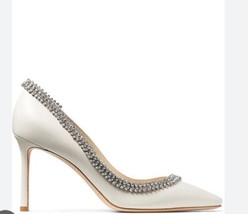 NIB 100% AUTH Jimmy Choo Romy 85 Crystal Embellished Leather Pumps $1895... - £620.64 GBP