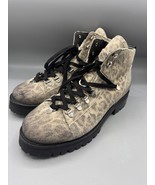 AllSaints Lia Leopard Print Leather Lace Up Hiking Boots Womens Size 39 - $1,306.47 MXN