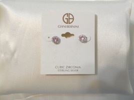 Giani Bernini  1/4 &quot; Sterling Silver Pink Cubic Zirconia Stud Earrings Y543 $60 - £26.30 GBP