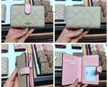 COACH Ladies Folding Purse Card Bag Pocket Wallet Signature Canvas (Pink) - $60.00