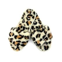 Leopard Print Plush Slippers 8-8.5 - £19.78 GBP