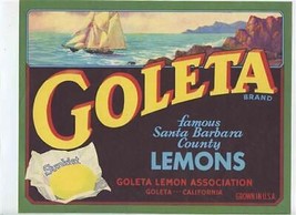 Goleta Famous Santa Barbara Lemons Crate Label Sunkist California  - £10.88 GBP