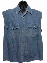 Rare Vintage Pearl Snap Smith And Brooks Blue Denim Vest Size M - $34.58