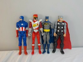 Four Vintage 12&quot; Toy Action Figures Batman Thor Cap America Power Ranger - £16.98 GBP