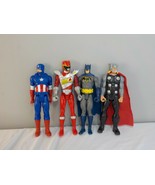 Four Vintage 12&quot; Toy Action Figures Batman Thor Cap America Power Ranger - £16.61 GBP