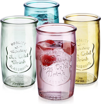 Colored Glassware, Ice Cold Drinking Glasses Set of 4, 20 Oz - £28.10 GBP