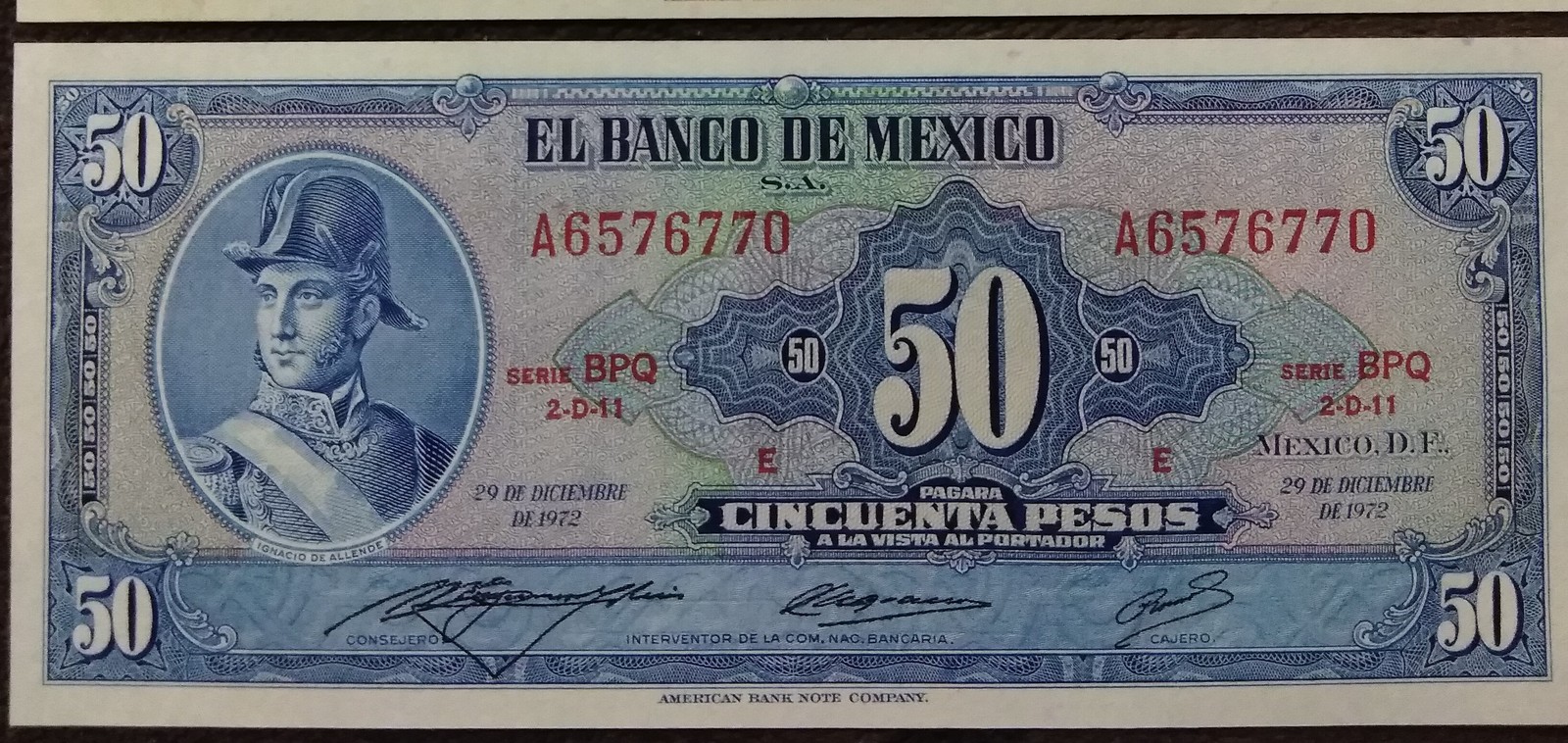 Mexico Ignacio De Allende 50  Pesoss Uncirculated Notes - $13.95