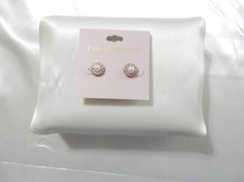 Catherine Malandrino 1/2&quot;Rose Gold Tone Simulated Pearl Stud Earrings Y5... - £9.81 GBP