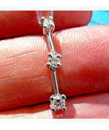 Earth mined Diamond Deco 3 stone Style Necklace Box Chain 18 inch Solid ... - $2,528.52 CAD