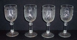 4 Iris &amp; Herringbone Footed 4 Oz Clear Wine Bar Glasses 5 3/4&quot; J EAN Ette Glass - £22.15 GBP