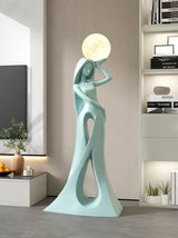Large Abstract Moon Goddess Floor Lamp Sculpture, Contemporary Art Teal ... - $11,460.49 MXN