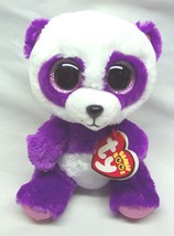Ty Beanie Boos Big Eyed Purple Boom Boom Panda Bear 6&quot; Stuffed Animal Toy New - £11.84 GBP