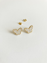 Cubic Zirconium Butterfly Earrings in Gold - £35.18 GBP