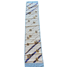 Scarf Jim Renoir Blue Vintage Scarf With Crest Design Made In Italy - £10.27 GBP