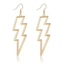 Lightning Bolt Drop Dangle Earrings for Woman Gold Fashion Statement Jewelry - $97.36 MXN